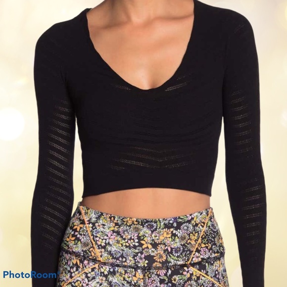 Free People Tops - Free People Gone Adrift LS Cropped Top Black Small